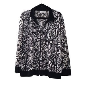 CHICO'S Women's Jacket Geometric‎ Patterns Artsy Art to Wear Black & White Sz 3